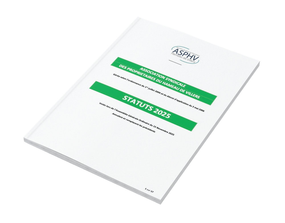 ASPHV - Statuts - 2025 - page de garde Statuts ASPHV